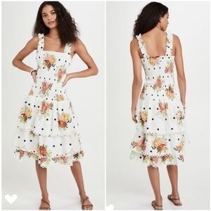 FARM Rio White Nanaju Midi Dress